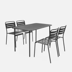 Set mesa de jardín bistró de acero con 4 sillas, 120cm