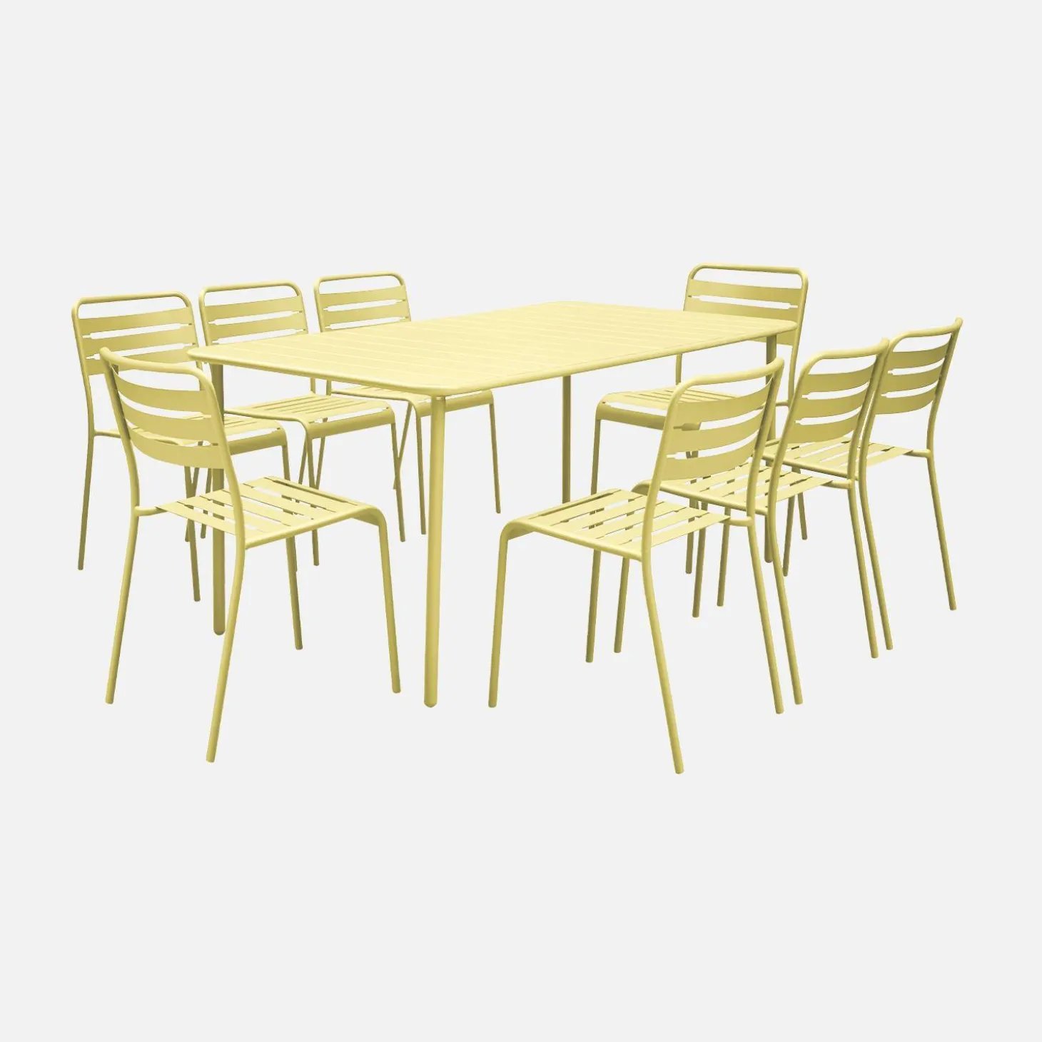 Set mesa de jardín bistró de acero con 8 sillas, 160cm