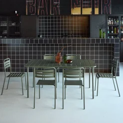 Set mesa de jardín bistró de acero con 6 sillas, 160cm