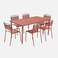 Set mesa de jardín bistró de acero con 2 sillones y 4 sillas, 160cm