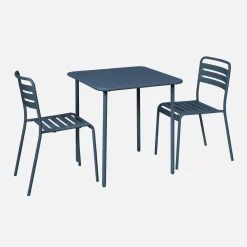 Set mesa de jardín bistró de acero con 2 sillas, 70 cm