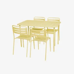 Set mesa de jardín bistró de acero con 4 sillas, 120cm