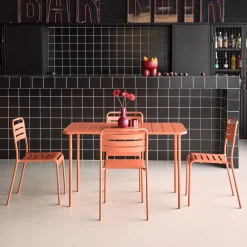 Set mesa de jardín bistró de acero con 4 sillas, 120cm