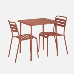 Set mesa de jardín bistró de acero con 2 sillas, 70 cm