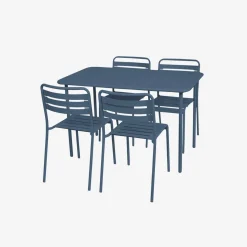 Set mesa de jardín bistró de acero con 4 sillas, 120cm