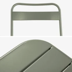 Set mesa de jardín bistró de acero con 4 sillas plegables, 120cm