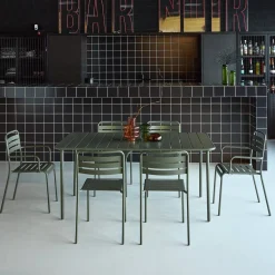 Set mesa de jardín bistró de acero con 2 sillones y 4 sillas, 160cm