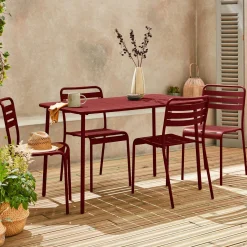 Set mesa de jardín bistró de acero con 4 sillas, 120cm