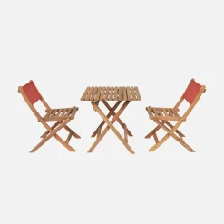 Set mesa de jardín bistró infantil de madera de acacia con 2 sillas