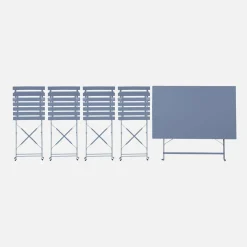 Set mesa de jardín bistró plegable de acero con 4 sillas, 110cm