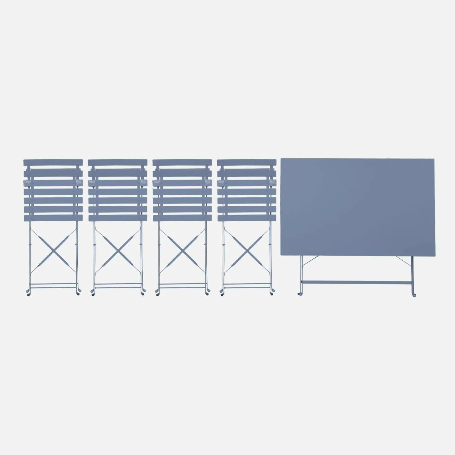 Set mesa de jardín bistró plegable de acero con 4 sillas, 110cm