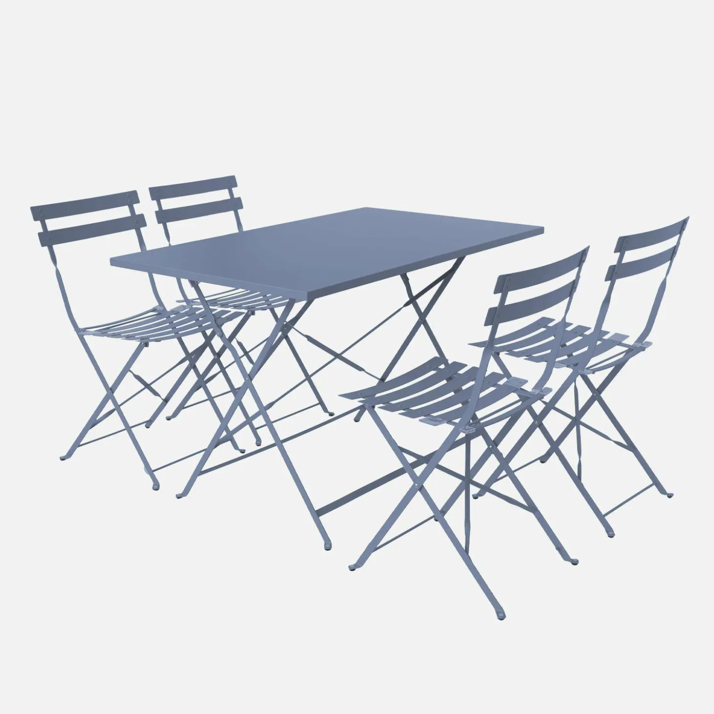 Set mesa de jardín bistró plegable de acero con 4 sillas, 110cm