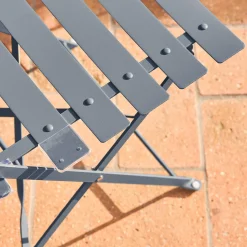 Set mesa de jardín bistró plegable de acero con 2 sillas, ø60cm