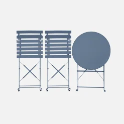 Set mesa de jardín bistró plegable de acero con 2 sillas, ø60cm
