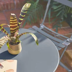 Set mesa de jardín bistró plegable de acero con 2 sillas, ø60cm