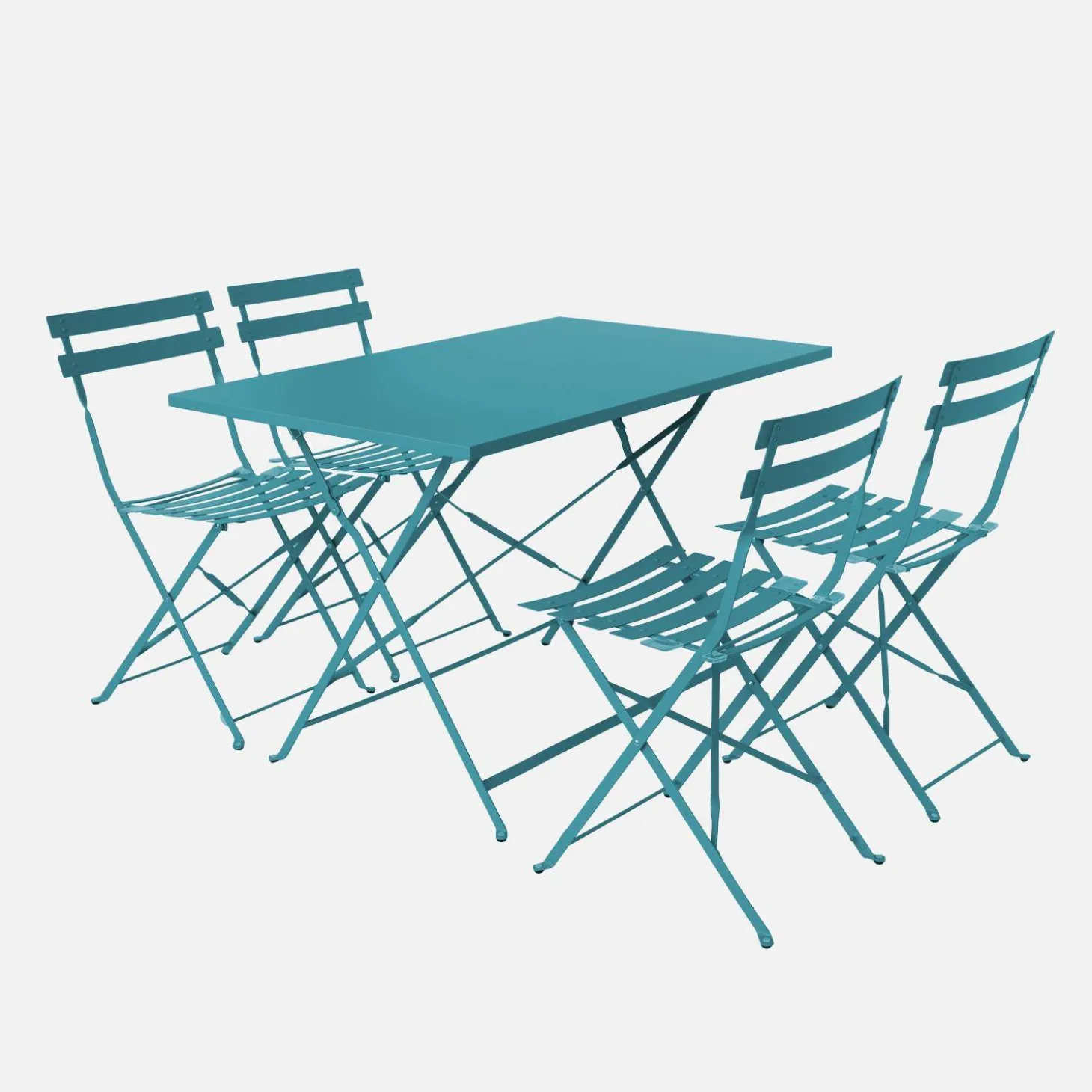 Set mesa de jardín bistró plegable de acero con 4 sillas, 110cm