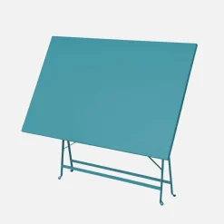 Set mesa de jardín bistró plegable de acero con 4 sillas, 110cm
