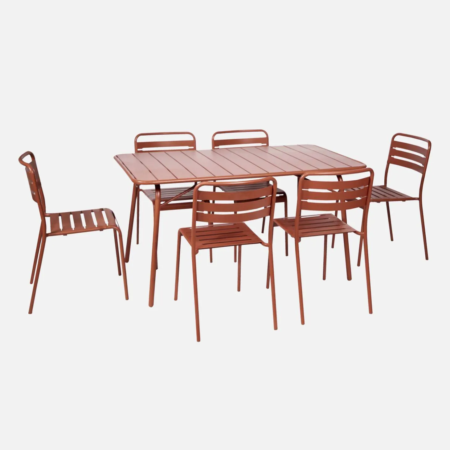 Set mesa de jardín bistró plegable de acero con 6 sillas, 140cm
