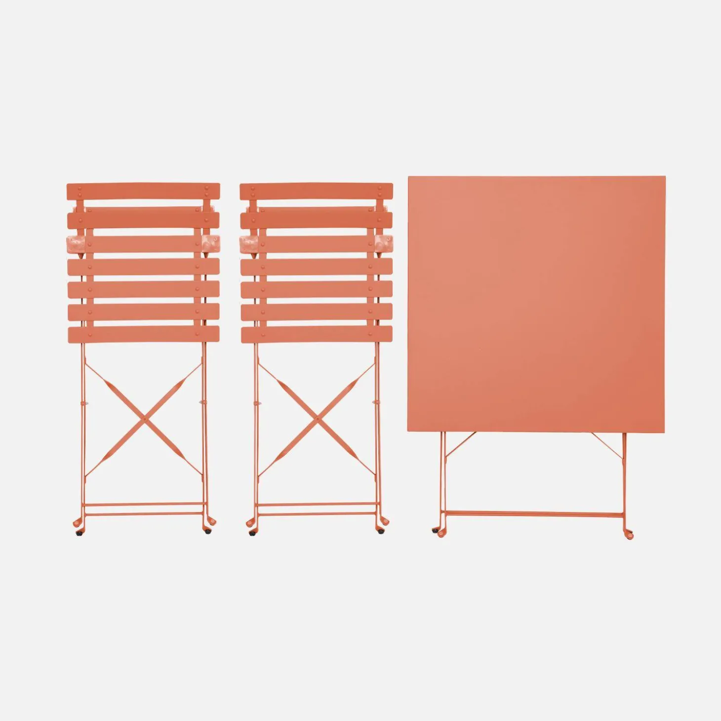 Set mesa de jardín bistró plegable de acero con 2 sillas, 70cm