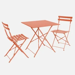 Set mesa de jardín bistró plegable de acero con 2 sillas, 70cm