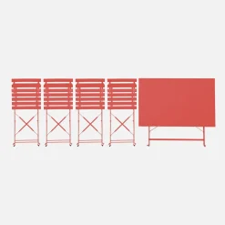 Set mesa de jardín bistró plegable de acero con 4 sillas, 110cm