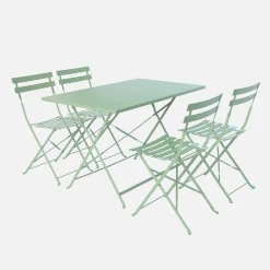 Set mesa de jardín bistró plegable de acero con 4 sillas, 110cm