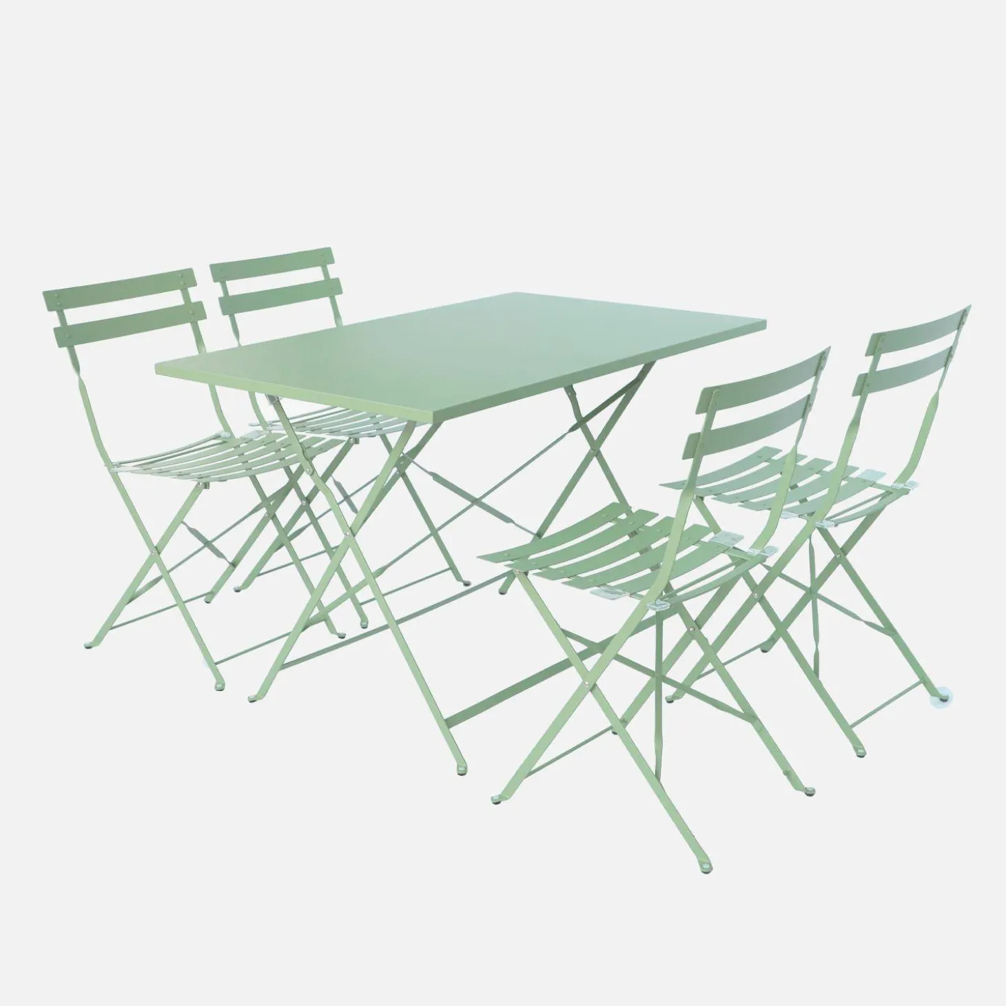 Set mesa de jardín bistró plegable de acero con 4 sillas, 110cm