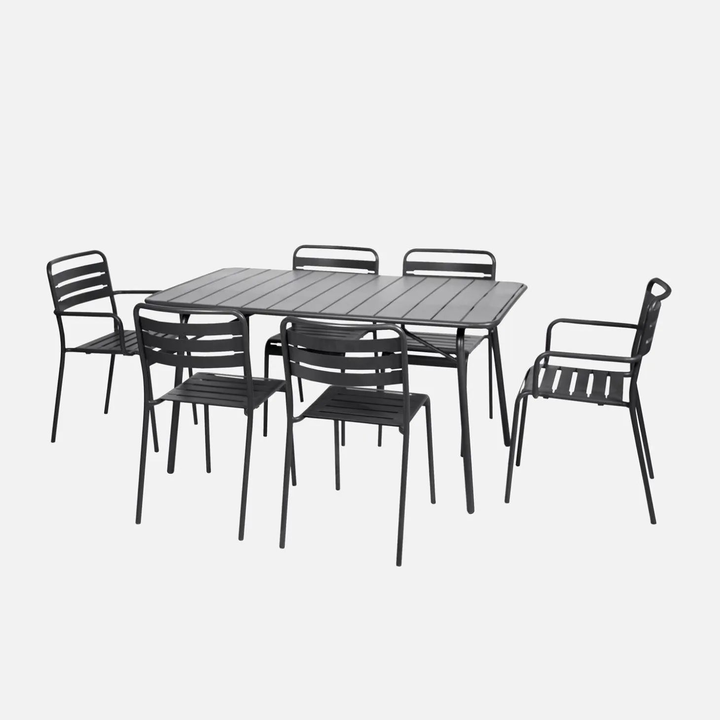 Set mesa de jardín bistró plegable de acero con 2 sillones y 4 sillas, 140cm