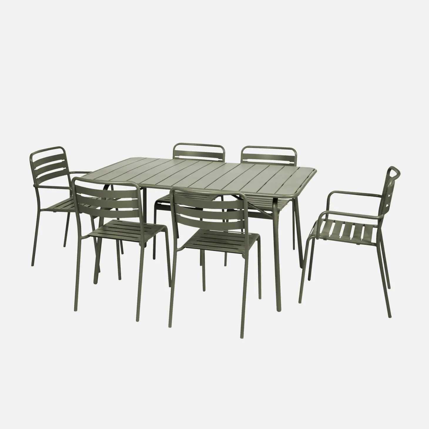 Set mesa de jardín bistró plegable de acero con 2 sillones y 4 sillas, 140cm