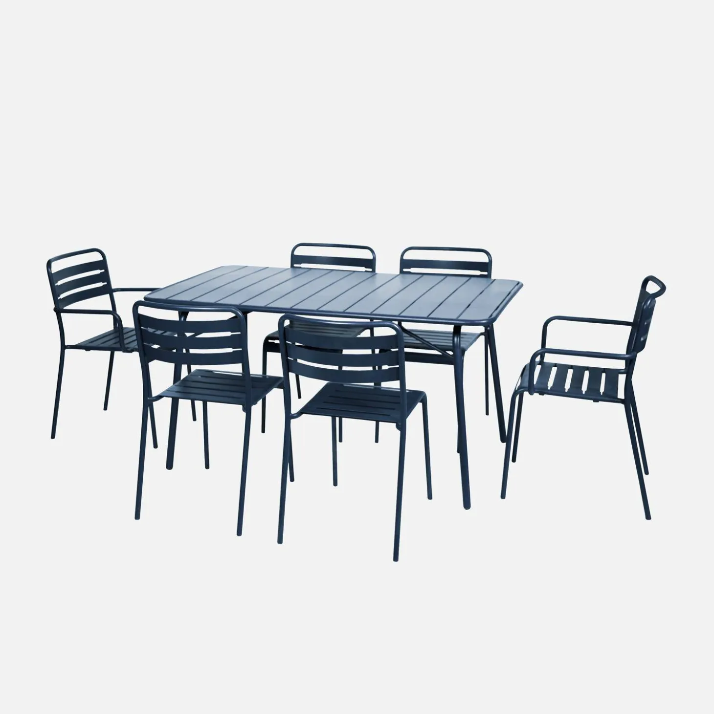 Set mesa de jardín bistró plegable de acero con 2 sillones y 4 sillas, 140cm