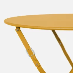 Set mesa de jardín bistró plegable de acero con 2 sillas, ø60cm