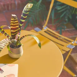 Set mesa de jardín bistró plegable de acero con 2 sillas, ø60cm