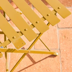 Set mesa de jardín bistró plegable de acero con 2 sillas, ø60cm