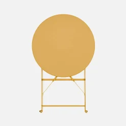 Set mesa de jardín bistró plegable de acero con 2 sillas, ø60cm