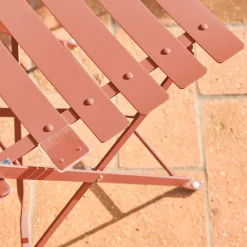 Set mesa de jardín bistró plegable de acero con 2 sillas, ø60cm