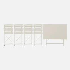 Set mesa de jardín bistró plegable de acero con 4 sillas, 110cm