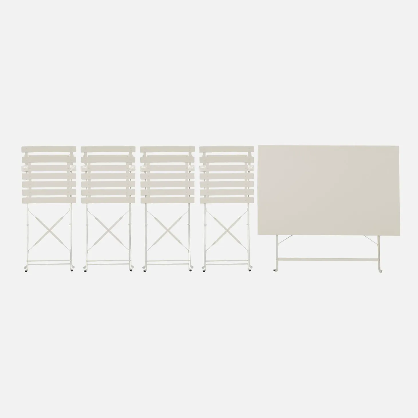 Set mesa de jardín bistró plegable de acero con 4 sillas, 110cm