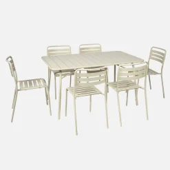 Set mesa de jardín bistró plegable de acero con 6 sillas, 140cm