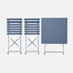 Set mesa de jardín bistró plegable de acero con 2 sillas, 70cm