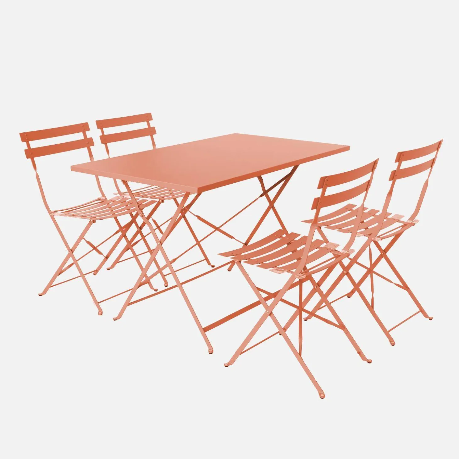 Set mesa de jardín bistró plegable de acero con 4 sillas, 110cm