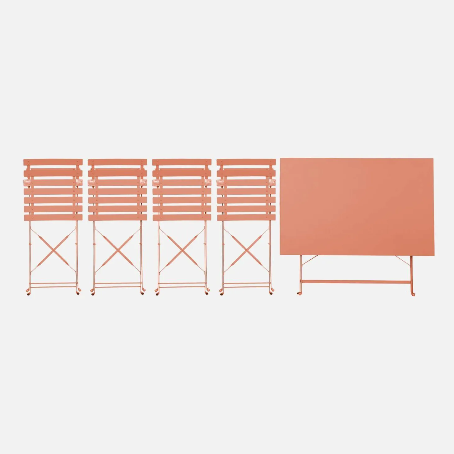 Set mesa de jardín bistró plegable de acero con 4 sillas, 110cm