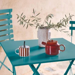 Set mesa de jardín bistró plegable de acero con 2 sillas, 70cm