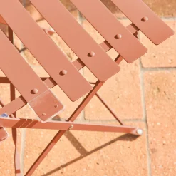 Set mesa de jardín bistró plegable de acero con 2 sillas, ø60cm