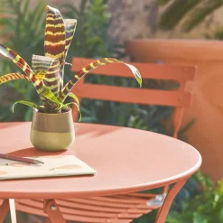 Set mesa de jardín bistró plegable de acero con 2 sillas, ø60cm