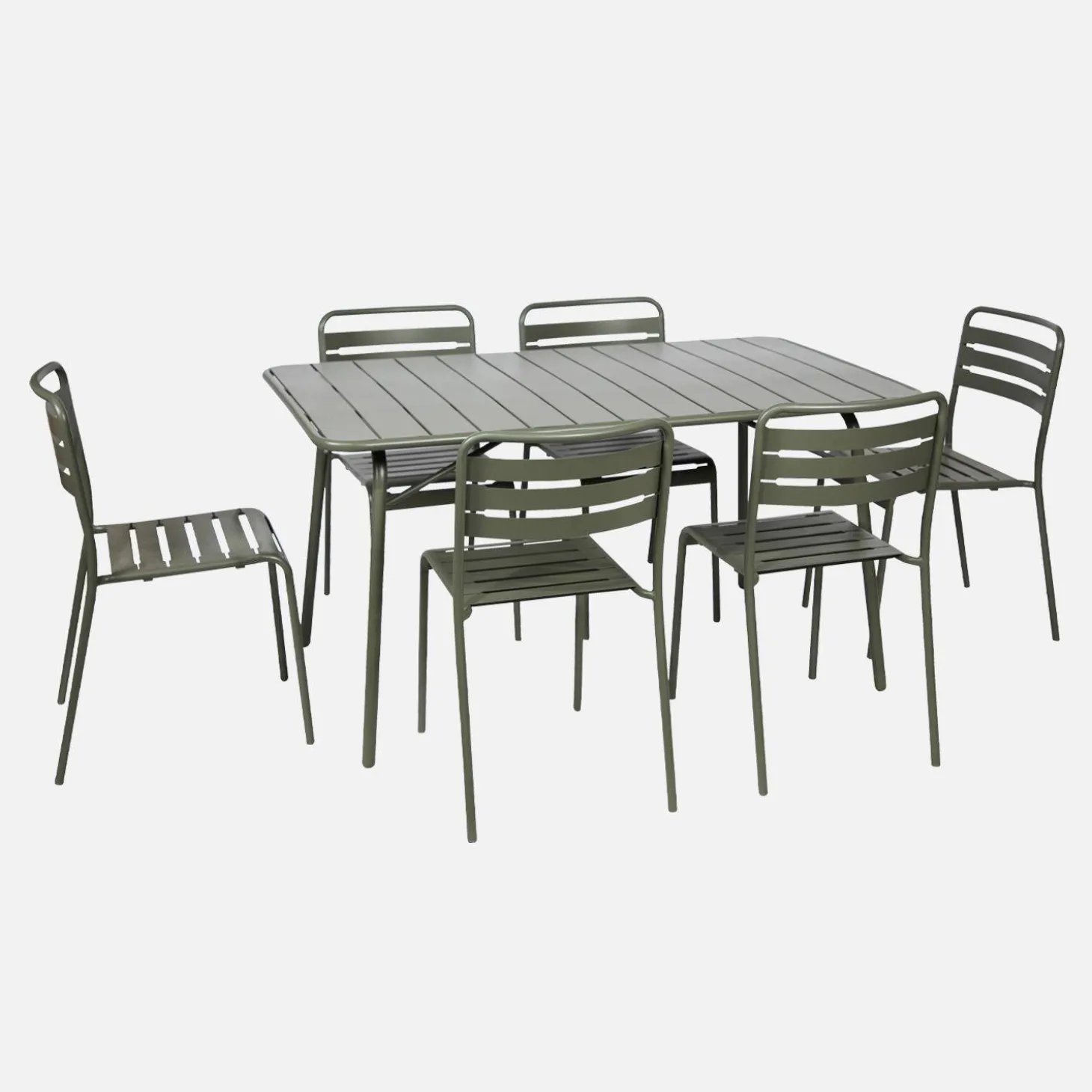 Set mesa de jardín bistró plegable de acero con 6 sillas, 140cm