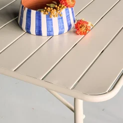 Set mesa de jardín bistró plegable de acero con 2 sillones y 4 sillas, 140cm