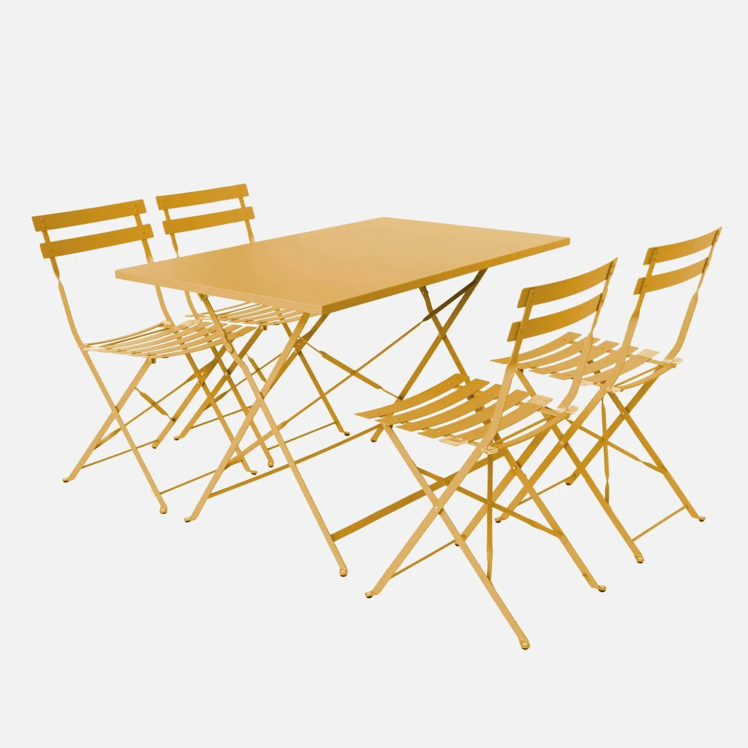 Set mesa de jardín bistró plegable de acero con 4 sillas, 110cm