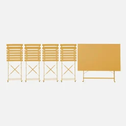 Set mesa de jardín bistró plegable de acero con 4 sillas, 110cm