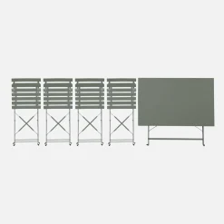 Set mesa de jardín bistró plegable de acero con 4 sillas, 110cm