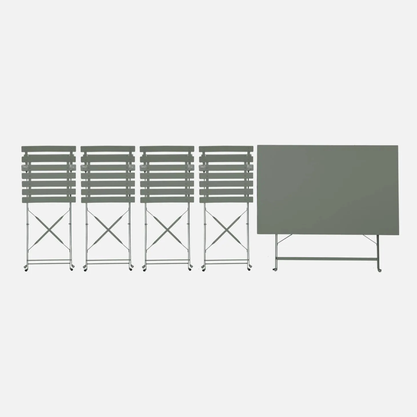 Set mesa de jardín bistró plegable de acero con 4 sillas, 110cm